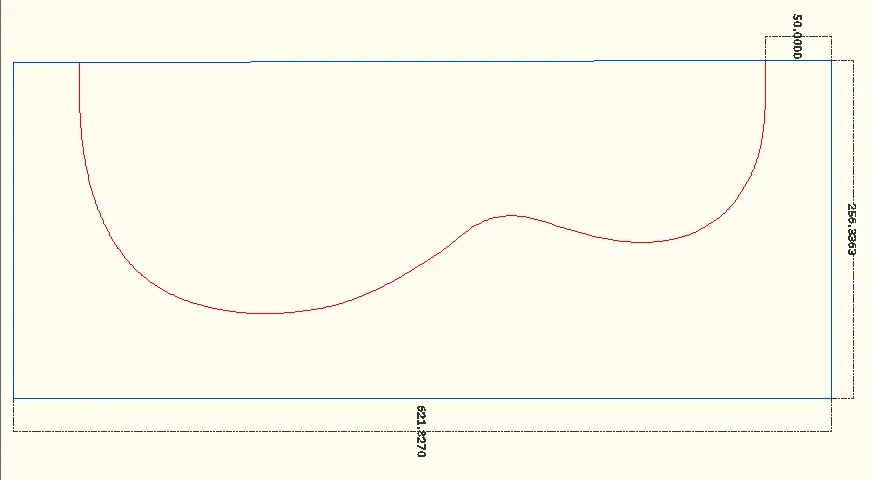 Profile traced on the boards